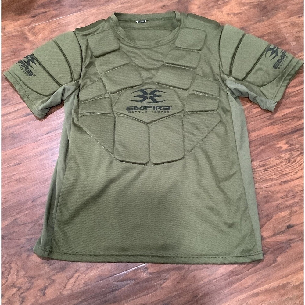 EUC Men's Empire Battle Tested Padded Protective Gear Shirt Short Sleeve Green